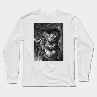 DEMON BITE B&W (CROPPED) Long Sleeve T-Shirt